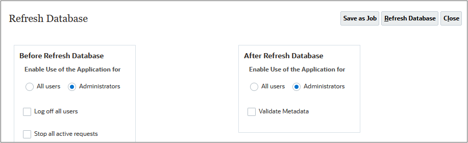 Refresh database prompt